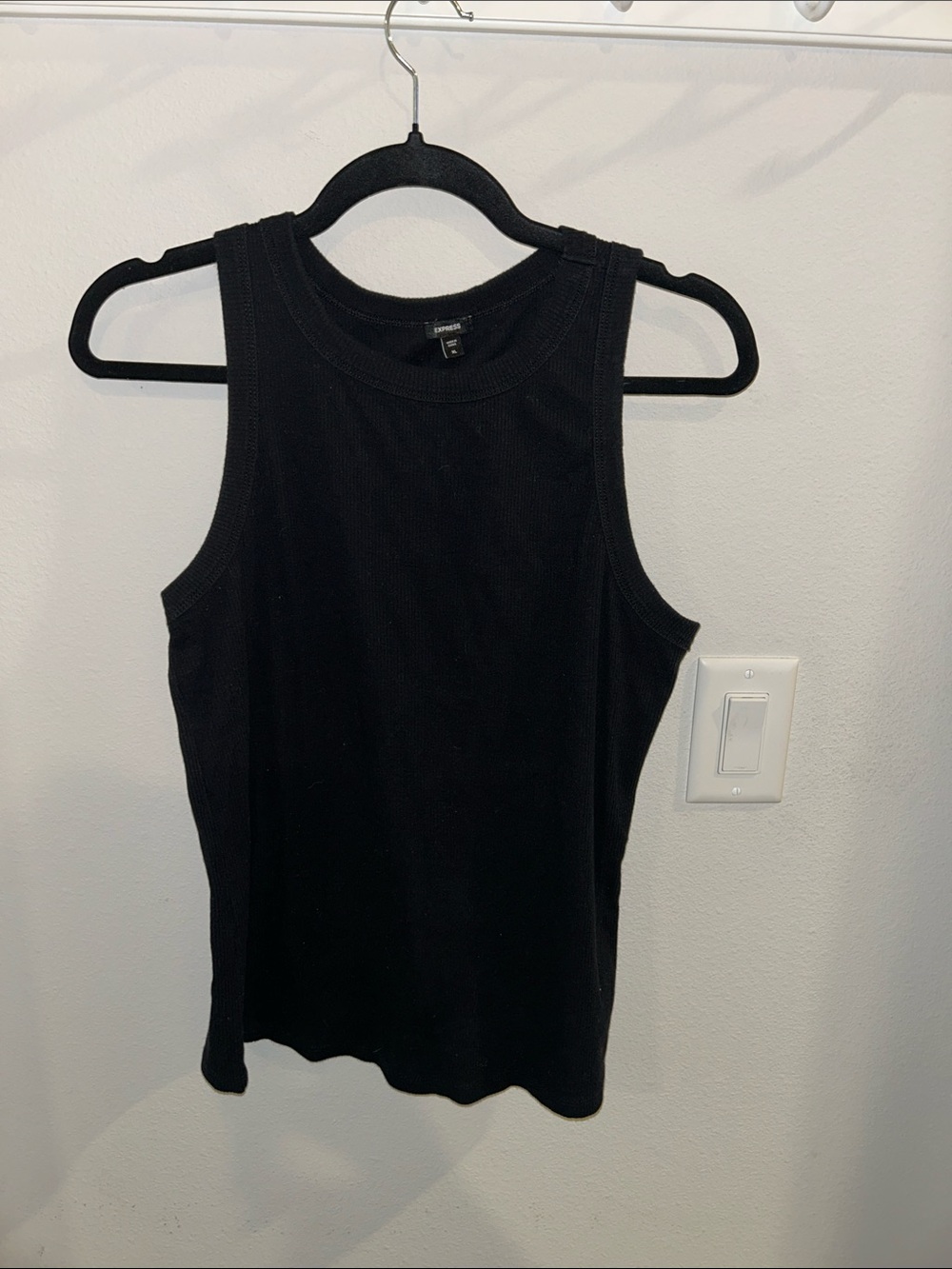 Express Black Ribbed Tank Top XL